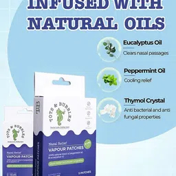 TOTS & BUBBLES Natural Vapour Patches for Kids (5 pcs) 8 Hrs Cold, Runny Nose & Congestion Relief With Eucalyptus & Peppermint Oils image 4