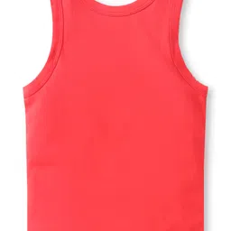 Babyhug 100% Cotton Knit Half Sleeves Sando Vests With Construction Vehicles Print Pack of 3 - Red Yellow & Navy Blue image 5