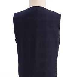 Rikidoos Full Sleeves Checked 3 Piece Party Suit With Bow Set - Navy & Light Blue image 5