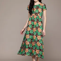 Popnetic Floral Print A-Line Midi Dress-picture-17