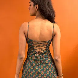 NISHORAMA Ethnic Motifs Printed Shoulder Straps Sleeveless Pure Cotton A-Line Kurti image 5