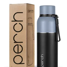 PERCH Grey & Black Single Stainless Steel Colourblocked Double Wall Vacuum Water Bottle-picture-21