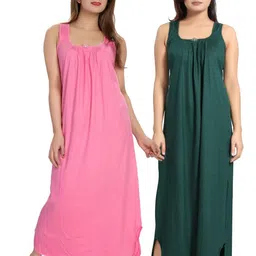 Inner Beats Women Pack Of 2 Multicoloured Cotton Blend Nightdress-picture-16