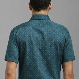 Louis Philippe Floral Printed Spread Collar Half Sleeve Cotton Formal Shirt image 5