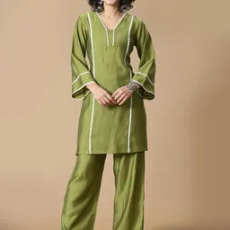 Sangria Straight Kurta With Palazzo image 1