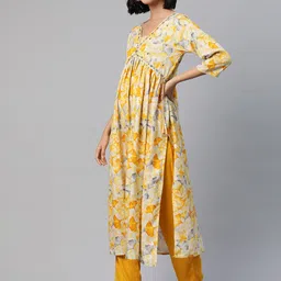 Readiprint Fashions Women Floral Printed Empire Mirror Work Kurta with Salwar & Dupatta image 5