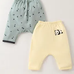 Ben Benny 100% Cotton Knit Full Length Diaper Leggings With Panda Print Pack Of 2 - Cream & Mint-picture-26