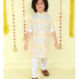 Ministitch Cotton Woven Full Sleeves Mirror Work Embroidered & Tie Dye Kurta Pyjama Set - Green-picture-48
