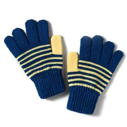 Model Knit Gloves With Stripes - Navy Blue-picture-16