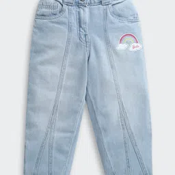 Barbie by Tiny Girl Denim Rainbow Printed Mild Washed Jeans - Light Blue-picture-28