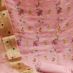 KALINI Embroidered Organza Unstitched Dress Material image 4