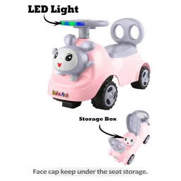 fab n funky Baby Panda Deluxe Ride-On with LED Lights & Music and Under Seat Storage - Pink & Grey image 2