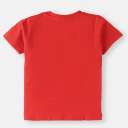 Babyhug Cotton Knit Half SleevesShorts Night Suit with Bear Print - Red image 3