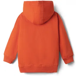Babyhug Terry Knit Full Sleeves Hooded Sweatjacket & Joggers With with Fox Print & Applique - Rust Orange & Navy Blue image 3