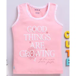 Biskid Cotton Knit Pack Of 2 Sleeveless Good Things Are Growing & Anyone Can Dream It Text Printed Tank Tops - Sea Green & Baby Pink image 4