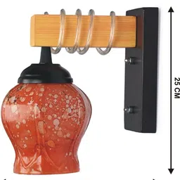 1ST TIME Orange & Orange Textured Wood Wall Lamp image 2