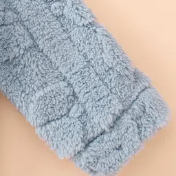 Mark & Mia Full Sleeves Front Open Hooded Winter Wear Romper with Teddy Design - Blue image 4