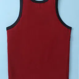 Revvo Junior Cotton Knit Sleeveless Set of Vests Beach Theme Print Pack of 3 -Maroon White & Black image 5