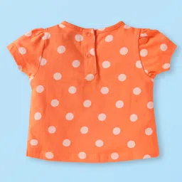 Babyhug CottonSingle Jersey Knit Half Sleeves Shorts Night Suit With Polka DotPrint Pack of 2 - Orange & Pink image 5