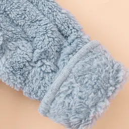 Mark & Mia Full Sleeves Front Open Hooded Winter Wear Romper with Teddy Design - Blue image 5