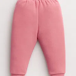 Zero Terry Knit Full Sleeves T-Shirt & Joggers Set with Bear Print - Pink image 5