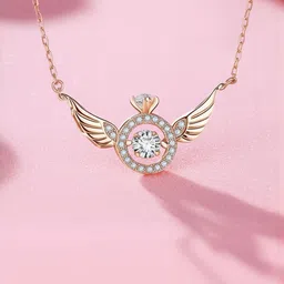DressBerry Rose Gold-Plated Crystal Studded Angel Wings Minimal Necklace-picture-30