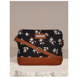FLYING BERRY Black Ethnic Floral Print Handcrafted Vegan Leather Sustainable Sling Bag-picture-39