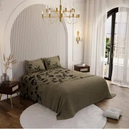 Stoa Paris Whispers of Paris Percale Ochre Shade Super King Bed Sheet Set with 2 Pillow Cover image 1