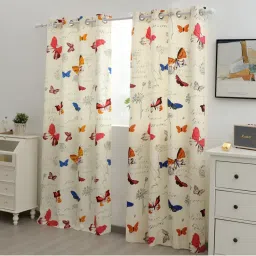 Story@Home 100 % Cotton Canvas Fabric 300 Gsm White Long Door Curtain-9 Feet-picture-19