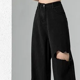 StyleCast Women Relaxed Fit High-Rise Slash Knee Jeans image 4