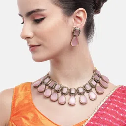 Anouk Women Black Gold-PlatedMonalisa Stone Necklace with Earrings Set-picture-27