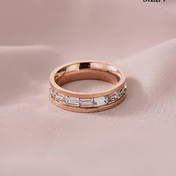 TEULRIP Rose Gold-Plated Zircon-Studded Anti Tarnish Finger Ring image 5