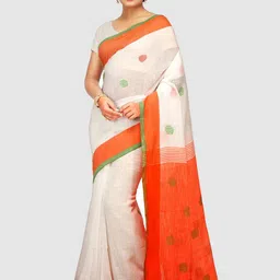 Crochetin Woven Design Saree with Blouse Piece-picture-11