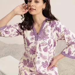 Khalish Women Purple Straight Viscose Rayon Kurtas-picture-5