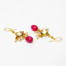 DUGRISTYLE Gold-Plated Kundan Studded Contemporary Drop Earrings image 2