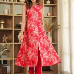 Anni Designer Women Floral Printed A-Line Kurta with Trousers-picture-25