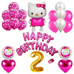 Shopperskart Hello Kittie Theme Second Birthday Balloons Decoration Combo Kit  Multicolor - Pack of 50-picture-47