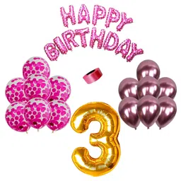 Shopperskart 3rd Birthday Balloon Decor Kit Pink - Pack Of 30-picture-35