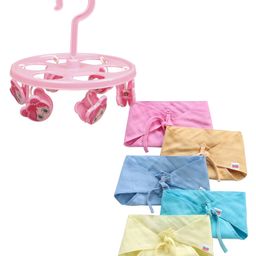 fab n funky Babyhug Muslin Cotton Reusable Triangle Cloth Nappies Small Set Of 5 & hanger with 6 clips-picture-9