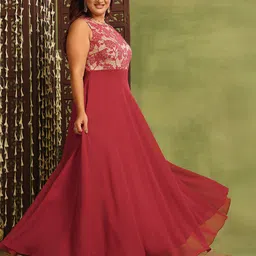 Miss Chase A+ Women Self Design Georgette Maxi Ethnic Dress-picture-39