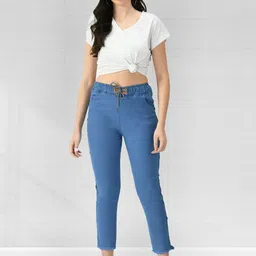 NEUNK Women Comfort Regular Fit Mid-Rise No Fade Clean Look Stretchable Regular Jeans image 5