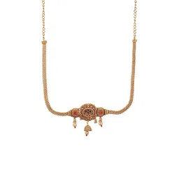 Saraf RS Jewellery Gold Plated Cubic Zirconia Studded & Beaded Waist Chain image 4