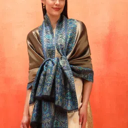 Pashmoda Floral Woven Design Zari Work Shawl image 5