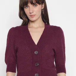GUESS V-Neck Polyester PU Coated Cardigan-image-24