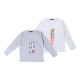 NeuVin Pack Of 2 Kids Graphic Printed Round Neck Long Sleeves Regular Fit Casual T-Shirts-image-32