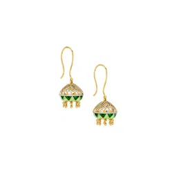 KISNA DIAMOND AND GOLD JEWELLERY Women 14KT Domed Jhumkas Earrings Gold - 7.37g image 2