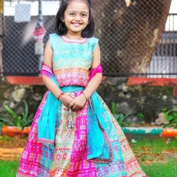 JAY NAGNATH FAB Girls Embellished Mirror Work Ready to Wear Lehenga & Blouse With Dupatta-image-94