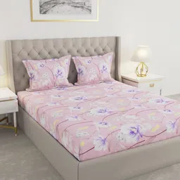 Raymond Home Pink & White Printed 100 TC Queen Bedsheet Set-2.25 m x 2.50 m-image-64