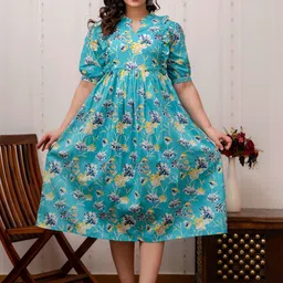 CELEBRAVO Women Printed  Pure Cotton Fit and Flared Maternity Dress-picture-34