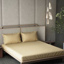 DDecor Brown 300 TC Bedsheet with 2 Pillow Covers-picture-2
